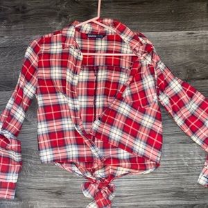 Zara flannel crop top with rose detail